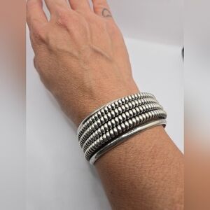 Tahe Sterling Silver Bold Native American Indian Navajo Vintage Spiral Cuff